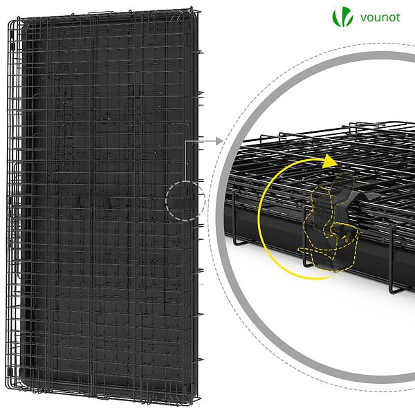 VOUNOT - Cage pour chien pliable avec 2 portes verrouillable plateau amovible 122x75x81cm - large