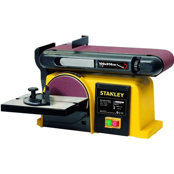 STANLEY - Ponceuse d'établi 370W Base en Fonte 2 en1 : Disque 150mm et Bande 100 x 914 mm SXBS914E STANLEY - large