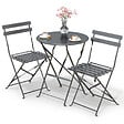 VOUNOT - Ensemble bistro extérieur 1 table 2 chaises acier gris - vignette