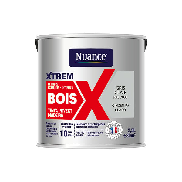 NUANCE - Peinture XTREM bois satin gris clair RAL 7035 2.5L - large