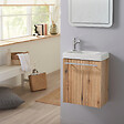 GODART - Pack lave-mains Bois Strié - Mitigeur à gauche - L.42.5 X H. 52.5 cm - Hamac 2 - vignette
