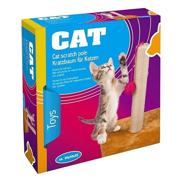 KZ GARDEN - Griffoir pour Chat avec Balle Grattoir Chaton Hauteur 30 cm Peluche moelleuse - large