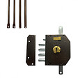 SECURY-T - Serrure de sûreté pour porte d'entrée avec tringles - En Applique - 6 points - Marron - Gauche - Axe 60 mm - 5 clés - vignette