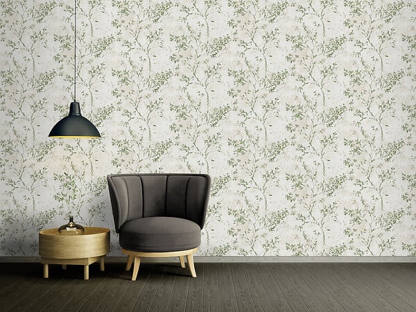 AS CREATION - pv/int estampe vert fd beige - large