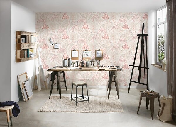 AS CREATION - Papier peint Famous Garden - Rose doux - L.10,05xl.0,53m - large