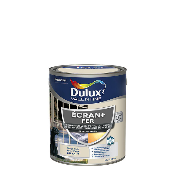 DULUX VALENTINE - Peinture antirouille fer Ecran+ - Beige Gris - 2L - large