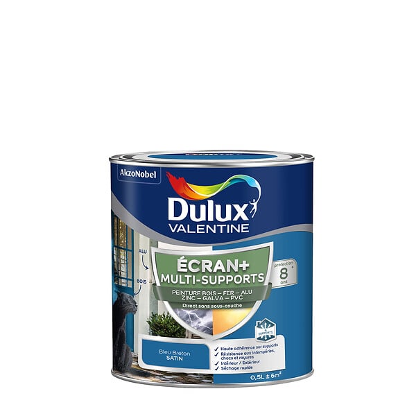 DULUX VALENTINE - Peinture Ext M/Sup Ecran+ Dulux Valentine Satin - Bleu Breton 0,5 L - large