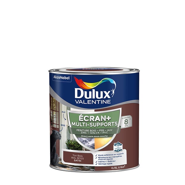 DULUX VALENTINE - Peinture Ext M/Sup Ecran+ Dulux Valentine Satin - Ton Bois 0,5 L - large