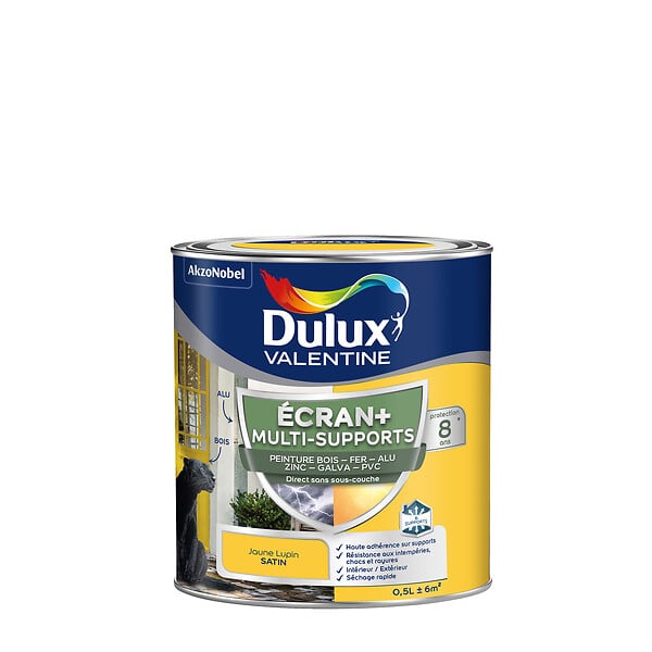 DULUX VALENTINE - Peinture multi-supports satin - Jaune Lupin - 0,5L - large