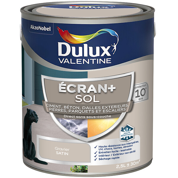 DULUX VALENTINE - Peinture sol int/ext - Acrylique - Ecran+ - Gravier - 2,5L - large