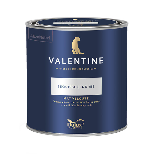 DULUX VALENTINE - Peinture murs&boiseries Valentine  Mat Velouté Esquisse Cendrée 0,5 L - large