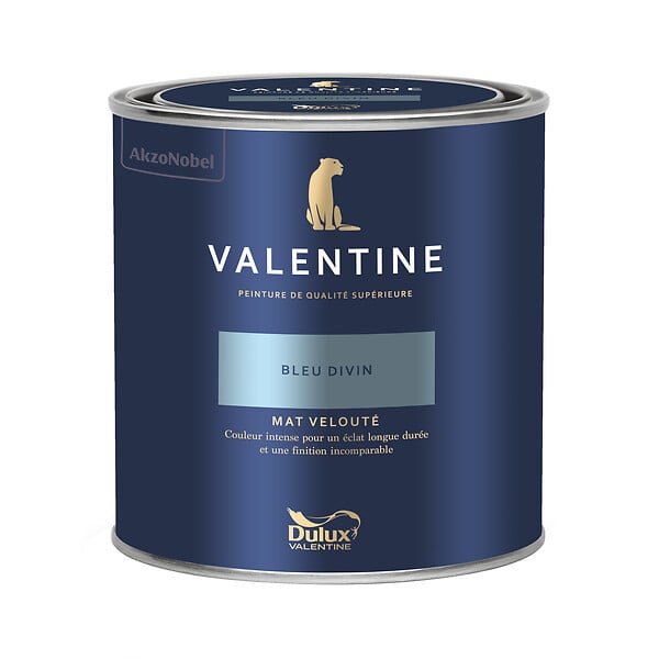 DULUX VALENTINE - Peinture intérieure Valentine Mat Velouté Bleu Divin - 0,5L - large