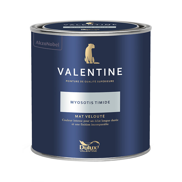 DULUX VALENTINE - Peinture murs&boiseries Valentine  Mat Velouté Myosotis Timide 0,5 L - large