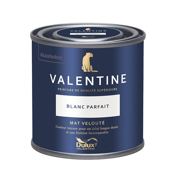 DULUX VALENTINE - Peinture intérieure murs et boiseries - Mat Velouté Blanc Parfait - 0,125L - large