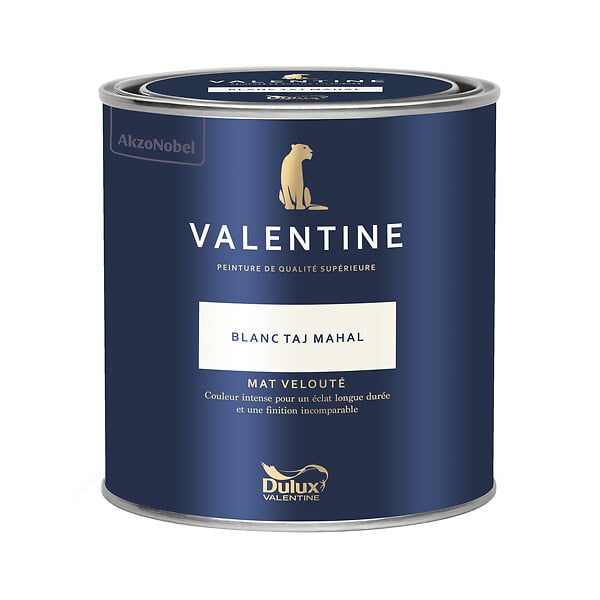 DULUX VALENTINE - Peinture murs&boiseries Valentine  Mat Velouté Blanc Taj Mahal 0,5 L - large