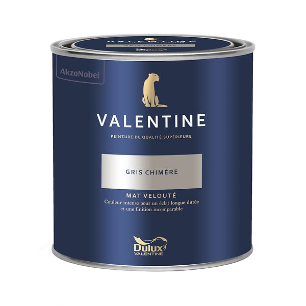 DULUX VALENTINE - Peinture murs et boiseries Mat Velouté - Gris Chimère 0,5L - large
