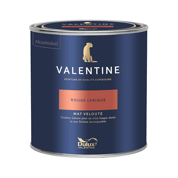 DULUX VALENTINE - Peinture murs&boiseries Valentine  Mat Velouté Rouge Lyrique 0,5 L - large