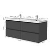 AICA SANITAIRE - Meuble de salle de bain avec double vasque anthracite, 120 cm meuble anthracite avec lavabo meuble à 4 tiroirs - vignette