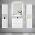 AICA SANITAIRE - Ensemble meuble blanc et vasque L.60cm 2 tiroirs + colonne*2 haut + lavabo + miroir 80x60cm-suspendu - vignette