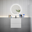 AICA SANITAIRE - Meuble de salle de bain à 2 tiroirs avec lavabo et miroir rond multifonctionnel LED - blanc L.60cm suspendu - vignette
