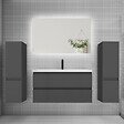 AICA SANITAIRE - Ensemble meuble de salle de bain et lavabo anthracite (L.100cm) 2 tiroirs + meuble haut*2 + lavabo + miroir LED - vignette