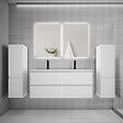 AICA SANITAIRE - Ensemble meuble de salle de bain et lavabo blanc (L.120cm) 4 tiroirs + meuble haut*2 + lavabo + miroir LED*2 - vignette
