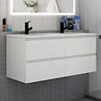 AICA SANITAIRE - Meuble de salle de bain avec double vasque blanc, 120 cm meuble blanc avec lavabo meuble à 4 tiroirs - vignette