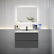 AICA SANITAIRE - Meuble de salle de bain à deux tiroirs avec lavabo et miroir LED antibuée - anthracite L.80cm suspendu - vignette
