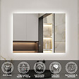 AICA SANITAIRE - Meuble de salle de bain à deux tiroirs avec lavabo et miroir LED antibuée - anthracite L.80cm suspendu - vignette