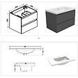 AICA SANITAIRE - Meuble de salle de bain à deux tiroirs avec lavabo et miroir LED antibuée - anthracite L.80cm suspendu - vignette