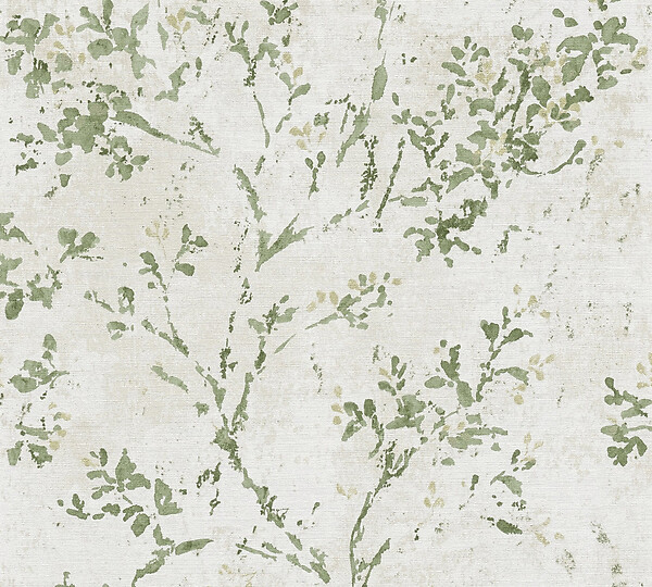 AS CREATION - pv/int estampe vert fd beige - large