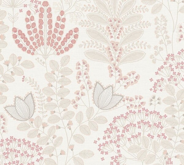 AS CREATION - Papier peint Famous Garden - Rose doux - L.10,05xl.0,53m - large