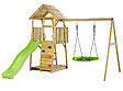 KANGUI - Aire de jeux bois, 2 balançoires, nid, toboggan, escalade, bac à sable WOODI - vignette