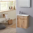 GODART - Pack lave-mains Bois Strié avec vasque design blanche - Robinetterie Eau froide à gauche - L.42.5 X H. 48.6 cm - Hanos - vignette