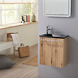 GODART - Pack lave-mains Oak strié avec vasque design noire - Robinetterie Eau froide à gauche - L.42.5 X H. 48.6 cm - Hanos - vignette
