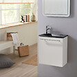 GODART - Pack lave-mains Blanc mat avec vasque design noire - Mitigeur à gauche - L.42.5 X H. 48.6 cm - Hanos - vignette