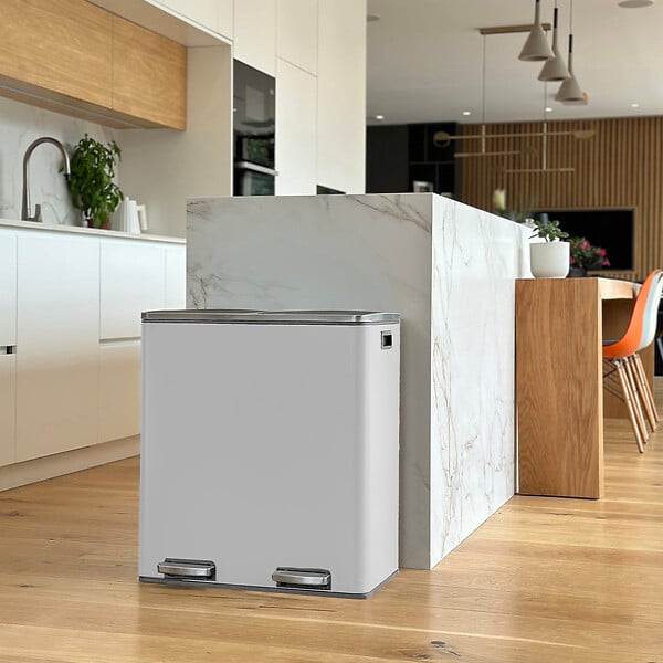 KITCHEN MOVE - Poubelle pédale tri sélectif MAJOR blanc 60L - large