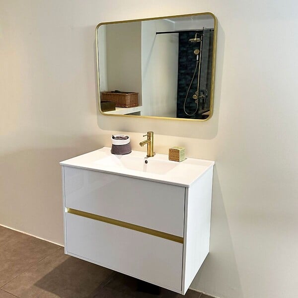 ESSEBAGNO - Musea miroir 80x60 or brossé - large