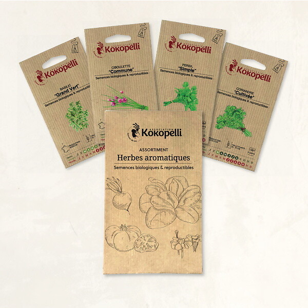 ASSOCIATION KOKOPELLI - Herbes aromatiques - 4 sachets de graines bio à semer - large