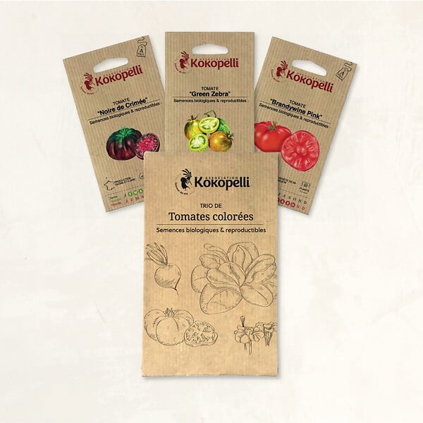 ASSOCIATION KOKOPELLI - Tomates colorées - 3 sachets de graines bio à semer - large