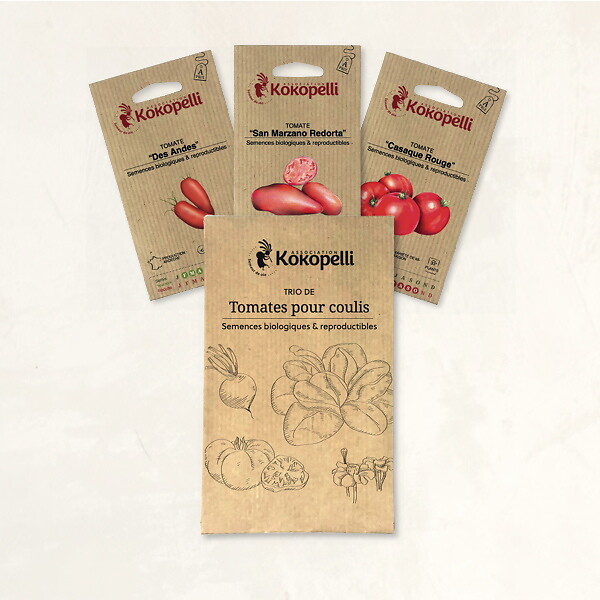 ASSOCIATION KOKOPELLI - Tomates pour coulis - 3 sachets de graines bio à semer - large