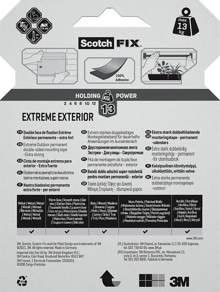 SCOTCH - Double-face extrême intérieur et extérieur 5mx19mm - large