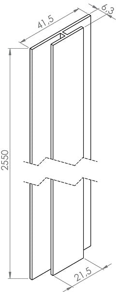 ONDEE - Profilé jonction panneaux muraux - Hauteur 2,55 m - Finition chromé brillant - large