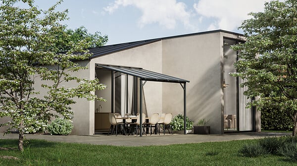 CHALET & JARDIN - Pergola adossée Harmonie 3x3m - Gris - L.290xP.284cm - large