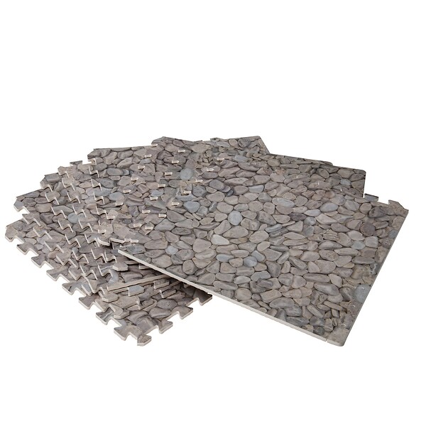 WERKAPRO - Dalle pour piscine imprimé galet  50x50cm  1cm épaisseur 8 pièces - large