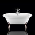 ROGIER & MOTHES - Baignoire sur pieds rétro CHELSEA Blanche 154 cm Pieds de Lion Cuivre rouge vieilli - vignette