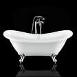 ROGIER & MOTHES - Baignoire sur pieds rétro DARLINGTON Blanche 175 cm Pieds d'Aigle Chromés - vignette