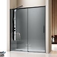 KASSANDRA - Paroi de douche fixe + Porte coulissante LUNA profil noir mat verre fumé 130 cm Sans paroi latérale - vignette