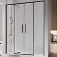 KASSANDRA - Paroi de douche 2 verres fixes + 2 portes coulissantes DELTA noir mat 151-153.6 cm - vignette