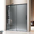 KASSANDRA - Paroi de douche fixe + Porte coulissante LUNA profil noir mat verre fumé 125 cm Sans paroi latérale - vignette